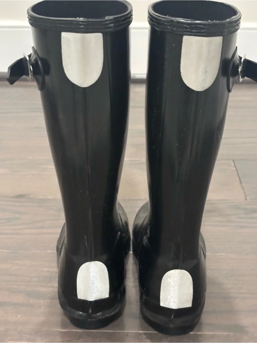Hunter Kids Black Rain Boots with Cream Knit Cuffs